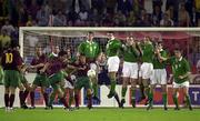 7 October 2000; Figo of Portugal takes a free kick during the World Cup 2002 Qualification Group 2 match between Portugal and Republic of Ireland at the Estádio da Luz in Lisbon, Portugal. Photo by David Maher/Sportsfile