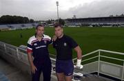 13 October 2000; John Langford, Munster pictured with Jeremy Davidson captain of Casters, at the Stade Pierre Antoine venus of tomorrow match in Castres, France. Rugby. Picture credit; Matt Browne/SPORTSFILE *EDI*