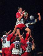 13 October 2000; Keith Scott of Biarritz wins possession from the lineout ahead of Robert Casey of Leinster during the Heineken Cup Pool 1 match between Leinster and Biarritz at Donnybrook Stadium in Dublin. Photo by Brendan Moran/Sportsfile