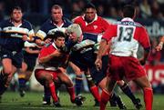 13 October 2000; Liam Toland of Leinster breaks through the Biarritz defence during the Heineken Cup Pool 1 match between Leinster and Biarritz at Donnybrook Stadium in Dublin. Photo by Brendan Moran/Sportsfile