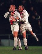 13 October 2000; Glen Crowe, left, of Bohemians celebrates after scoring his side's second goal with Gary O'Neill during the Eircom League Premier Division match between Bohemians v St Patrick's Athletic at Dalymount Park in Dublin. Photo by David Maher/Sportsfile