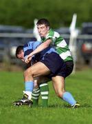 14 October 2000; Brendan Burke of Barnhall is tackled by Stuart Pringle of Naas during the AIB Division 3 Rugby League match between Naas and Barnhall at Naas Rugby Club in Kildare. Photo by Damien Eagers/Sportsfile