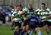 14 October 2000; Emmet Dalton of Naas is tackled by Conrad Burke of Barnhall during the AIB Division 3 Rugby League match between Naas and Barnhall at Naas Rugby Club in Kildare. Photo by Damien Eagers/Sportsfile