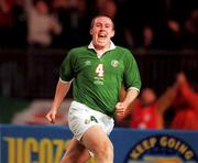 11 October 2000; Richard Dunne of Ireland celebrates after scoring his side's second goal during the World Cup 2002 Qualifying group 2 match between Republic of Ireland and Estonia at Lansdowne Road in Dublin. Photo by David Maher/Sportsfile