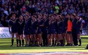 15 October 2000; The Australia team stand for the national anthem prior to the International Rules Series Second Test match between Ireland and Australia at Croke Park in Dublin. Photo by Brendan Moran/Sportsfile