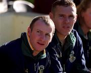 15 October 2000; Declan O'Keeffe of Ireland, left, and Ciaran Whelan look on from the bench during the International Rules Series Second Test match between Ireland and Australia at Croke Park in Dublin. Photo by Brendan Moran/Sportsfile