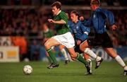 11 October 2000; Kevin Kilbane of Ireland in action against Martin Reim of Estonia during the World Cup 2002 Qualifying group 2 match between Republic of Ireland and Estonia at Lansdowne Road in Dublin. Photo by David Maher/Sportsfile