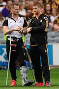 9 August 2015; Injured Kilkenny players Jackie Tyrell, left, and Richie Power on the pitch before the game. GAA Hurling All-Ireland Senior Championship, Semi-Final, Kilkenny v Waterford. Croke Park, Dublin. Picture credit: Piaras Ó Mídheach / SPORTSFILE