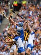 9 August 2015; Goalkeeper Stephen O’Keeffe, Shane Fives and Noel Connors, Waterford, in action against Ger Aylward and Eoin Larkin, Kilkenny. GAA Hurling All-Ireland Senior Championship, Semi-Final, Kilkenny v Waterford. Croke Park, Dublin. Picture credit: Ray McManus / SPORTSFILE
