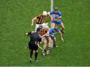 9 August 2015; Referee Brian Gavin throws the ball in to start the game between Kilkenny's Conor Fogarty, front, and Michael Fennelly, and Jamie Barron, front, and Kevin Moran, Waterford. GAA Hurling All-Ireland Senior Championship, Semi-Final, Kilkenny v Waterford. Croke Park, Dublin. Picture credit: Dáire Brennan / SPORTSFILE