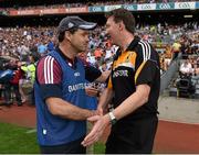 9 August 2015; Team managers Jeffrey Lynskey, left, and Pat Hoban, Kilkenny, shake hands after the final whistle in extra time. Electric Ireland GAA Hurling All-Ireland Minor Championship, Semi-Final, Kilkenny v Galway. Croke Park, Dublin. Picture credit: Brendan Moran / SPORTSFILE