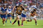 9 August 2015; Katie Quinlivan, Loreto PS, Rathfarnham, Dublin 14, representing Kilkenny, in action against Lucy O’Kane, St Johns PS, Coleraine, Derry, representing Waterford, during the Cumann na mBunscol INTO Respect Exhibition Go Games 2015 at Kilkenny v Waterford - GAA Hurling All-Ireland Senior Championship Semi-Final. Croke Park, Dublin. Picture credit: Ray McManus / SPORTSFILE