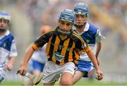 9 August 2015; Gerard Kavanagh, Myshall NS, Carlow, representing Kilkenny, in action against Jason Murphy, Horeswood NS, New Ross, Wexford, representing Waterford, during the Cumann na mBunscol INTO Respect Exhibition Go Games 2015 at Kilkenny v Waterford - GAA Hurling All-Ireland Senior Championship Semi-Final. Croke Park, Dublin. Picture credit: Brendan Moran / SPORTSFILE