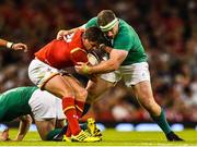 8 August 2015; Lloyd Williams, Wales, is tackled by Michael Bent, Ireland. Rugby World Cup Warm-Up Match, Wales v Ireland, Millennium Stadium, Cardiff, Wales. Picture credit: Ramsey Cardy / SPORTSFILE