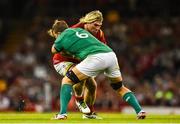 8 August 2015; Richard Hibbard, Wales, is tackled by Jordi Murphy, Ireland. Rugby World Cup Warm-Up Match, Wales v Ireland, Millennium Stadium, Cardiff, Wales. Picture credit: Ramsey Cardy / SPORTSFILE