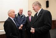 7 January 2009; International rules manager Sean Boylan, left, with Brian Mullins, second from left , UCD's Director of Sport, Pol O Gallchoir, second from right, Chief Executive, TG4, and RTE commentator, Michael O'Muircheartaigh, at the launch of TG4's history of the GAA documentary series. GAA Museum, Croke Park, Dublin. Picture credit: David Maher / SPORTSFILE