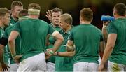 8 August 2015; Joe Schmidt, head coach, Ireland, speaks to his players before the game. Rugby World Cup Warm-Up Match, Wales v Ireland, Millennium Stadium, Cardiff, Wales. Picture credit: Brendan Moran / SPORTSFILE