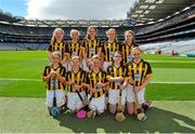 9 August 2015; The Kilkenny camogie team, back row, left to right, Megan Greally, St. Oliver Plunkett NS, Athenry, Galway, Laura Friel, Mercy Convent NS, Naas, Kildare, Hannah Dooley, Ballinamere NS, Tullamore, Offaly, Fianna Byrne, Kilanure NS, Mountrath, Laois, Eva Collins, St. Canice’s Ed, Kilkenny, front row, left to right, Kate Crilly, Foley PS, Tasagh, Aramgh, Sophie Bermingham, Rathcoyle NS, Kiltegan, Wicklow, Amber House, Rathcoyle NS, Kiltegan, Wicklow, Beth Duffy, St. Mura’s NS, Burnfoot, Donegal, Katie Quinlivan, Loreto PS, Rathfarnham, Dublin, before the Cumann na mBunscol INTO Respect Exhibition Go Games 2015 at Kilkenny v Waterford - GAA Hurling All-Ireland Senior Championship Semi-Final. Croke Park, Dublin. Picture credit: Dáire Brennan / SPORTSFILE