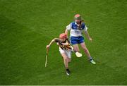 9 August 2015; Eva Collins, St. Canice's Ed, Kilkenny, representing Kilkenny, in action against Emer O'Donnell, St. Patrick's Girls, Carndonagh, Donegal, representing Waterford, during the Cumann na mBunscol INTO Respect Exhibition Go Games 2015 at Kilkenny v Waterford - GAA Hurling All-Ireland Senior Championship Semi-Final. Croke Park, Dublin. Picture credit: Dáire Brennan / SPORTSFILE
