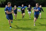 12 August 2015; Leinster Academy players Steve Crosbie, left, and Ian Fitzpatrick dropped in to a training session at the Bank of Ireland School of Excellence in the King's Hospital, Palmerstown, Dublin. Picture credit: Cody Glenn / SPORTSFILE