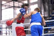 12 August 2015; Michael Conlan, Ireland, left, exchanges punches with Frederik Jensen, Denmark, during their 56kg Bantam weight quarter-final bout. EUBC Elite European Boxing Championships, Samokov, Bulgaria. Picture credit: Pat Murphy / SPORTSFILE