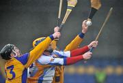 11 January 2009; Diarmuid Williams, left, and John Newman, Longford, in action against Mark Miley, Roscommon. Kehoe Cup, Longford v Roscommon, Pearse Park, Longford. Picture credit: David Maher / SPORTSFILE