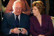 13 January 2009; Captain of the Down All-Ireland football team Joe Lennon shows pictures on the back of his camera to President Mary McAleese during the Down 1968 All-Ireland football team's visit to Áras an Uachtaráin. Áras an Uachtaráin, Phoenix Park, Dublin. Photo by Sportsfile