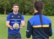 12 August 2015; Leinster Academy players Steve Crosbie and Ian Fitzpatrick, pictured, dropped in to a training session at the Bank of Ireland School of Excellence in the King's Hospital, Palmerstown, Dublin. Picture credit: Cody Glenn / SPORTSFILE