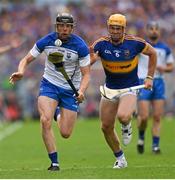12 July 2015; Kevin Moran, Waterford, in action against Padraic Maher, Tipperary. Munster GAA Hurling Senior Championship Final, Tipperary v Waterford. Semple Stadium, Thurles, Co. Tipperary. Picture credit: Stephen McCarthy / SPORTSFILE
