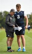 13 August 2015; Ireland assistant coach Les Kiss in conversation with Iain Henderson during squad training. Ireland Rugby Squad Training, Carton House, Maynooth, Co. Kildare. Picture credit: Stephen McCarthy / SPORTSFILE
