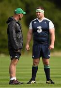 13 August 2015; Ireland's Michael Bent in conversation with scrum coach Greg Feek during squad training. Ireland Rugby Squad Training, Carton House, Maynooth, Co. Kildare. Picture credit: Stephen McCarthy / SPORTSFILE