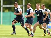 13 August 2015; Ireland's players, from left, Sean O'Brien, Jack McGrath, Craig Gilroy and Eoin Reddan during squad training. Ireland Rugby Squad Training, Carton House, Maynooth, Co. Kildare. Picture credit: Stephen McCarthy / SPORTSFILE
