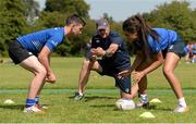 13 August 2015; Leinster women Sophie Spence, Fiona Coghlan, Nora Stapleton, Sharon Lynch, Elise O'Byrne Whyte and Elsa Hughes visited the girls camp at the Bank of Ireland School of Excellence in the King's Hospital, Palmerstown, Dublin. Picture credit: Seb Daly / SPORTSFILE