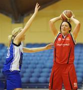 11 January 2009; Lindsey Peat, DCU Mercy, in action against Nollaig Cleary, Team Montenotte Hotel Cork. Basketball Ireland Women's SuperLeague National Cup Semi-Final 2008, Team Montenotte Hotel Cork v DCU Mercy, National Basketball Arena, Tallaght, Dublin. Picture credit: Stephen McCarthy / SPORTSFILE
