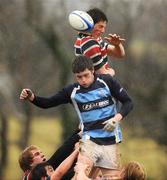 14 January 2009; Jono Rice, Wesley College, in action during a lineout against Darragh Whelan, Newpark. Leinster Schools Vinnie Murray Senior Cup First Round - Section B, Newpark v Wesley College, Kiltiernan, Co. Dublin. Picture credit: Brian Lawless / SPORTSFILE