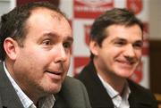 15 January 2009; Dundalk manager Sean Connor, left, speaking at a press conference to announce Joe Miller as his new assistant manager. Crowne Plaza, Dundalk, Co. Louth. Photo by Sportsfile