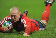 16 January 2009; Munster's Paul Warwick goes over for the sixth try of the game. Heineken Cup, Pool 1, Round 5, Munster v Sale Sharks, Thomond Park, Limerick. Picture credit: Matt Browne / SPORTSFILE