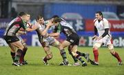 17 January 2009; Ryan Caldwell, Ulster, in action against Nick Easter, Nick Evans, and Jordan Turner, Harlequins. Heineken Cup, Pool 4, Round 5, Ulster v Harlequins, Ravenhill Park, Belfast, Co. Antrim. Picture credit: Oliver McVeigh / SPORTSFILE