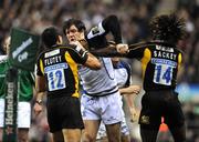 17 January 2009; Shane Horgan, Leinster, gets into a tussle with Riki Flutey, left, and Paul Sackey, London Wasps. Heineken Cup, Pool 2, Round 5, London Wasps v Leinster, Twickenham Stadium, London, England. Picture credit: Brendan Moran / SPORTSFILE