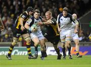 17 January 2009; Cian Healy, Leinster, is tackled by Gordon Skivington, left, and Phil Vickery, London Wasps. Heineken Cup, Pool 2, Round 5, London Wasps v Leinster, Twickenham Stadium, London, England. Picture credit: Brendan Moran / SPORTSFILE