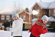 18 January 2009; Sisters Isabelle, left, and Lucy Maher, from, Kilcock, Co. Kildare, throw snowballs after heavy overnight snow. Kilcock, Kildare. Picture credit; David Maher / SPORTSFILE