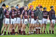 18 January 2009; Galway players stand together during the playing of the national anthem. Walsh Cup, Offaly v Galway, O'Connor Park, Tullamore, Co. Offaly. Picture credit: David Maher / SPORTSFILE