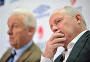 19 January 2009; Republic of Ireland assistant manager Liam Brady, right, with manager Giovanni Trapattoni during a press conference to announce his squad for the forthcoming World Cup Qualifier against Georgia. FAI Headquarters, Abbotstown, Dublin. Picture credit: David Maher / SPORTSFILE