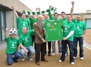 19 January 2009; Republic of Ireland manager Giovanni Trapattoni with supporters, Phalim Warran, Eoghan Carroll, Barry O'Brien, Gary Malone, Derek Harte, Terry Murnane, Ger Keville, Ronan O'Flaherty and Ger Pakenham at the announcment that the FAI will set up a 1,500 seat singing section in the Davin Stand, in Croke Park, commencing with the next World Cup Qualifier against Georgia. FAI Headquarters, Abbotstown, Dublin. Picture credit: David Maher / SPORTSFILE