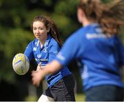 13 August 2015; Leinster women Sophie Spence, Fiona Coghlan, Nora Stapleton, Sharon Lynch, Elise O'Byrne Whyte and Elsa Hughes visited the girls camp at the Bank of Ireland School of Excellence in the King's Hospital, Palmerstown, Dublin. Picture credit: Seb Daly / SPORTSFILE