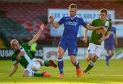 14 August 2015; Ian Turner, Limerick FC, in action against Karl Sheppard, left, and Garry Buckley, Cork City. SSE Airtricity League Premier Division, Cork City v Limerick FC. Turners Cross, Cork. Picture credit: Piaras Ó Mídheach / SPORTSFILE