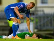 14 August 2015; Robbie Williams, Limerick FC, checks on Steven Beattie, Cork City, after he picked up an injury in the second half. SSE Airtricity League Premier Division, Cork City v Limerick FC. Turners Cross, Cork. Picture credit: Piaras Ó Mídheach / SPORTSFILE