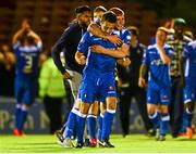 14 August 2015; Shane Duggan, Limerick FC, celebrates with team-mate Darragh Rainsford after the game. SSE Airtricity League Premier Division, Cork City v Limerick FC. Turners Cross, Cork. Picture credit: Piaras Ó Mídheach / SPORTSFILE