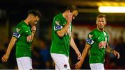 14 August 2015; Cork City's, from left, Ross Gaynor, Dan Murray and John O'Flynn, leave the field dejected after the game. SSE Airtricity League Premier Division, Cork City v Limerick FC. Turners Cross, Cork. Picture credit: Piaras Ó Mídheach / SPORTSFILE