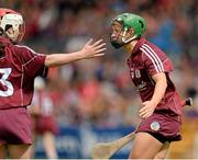 15 August 2015;Molly Dunne, Galway, celebrates her goal with team mate Catherine Finery. Liberty Insurance All-Ireland Camogie Senior Championship, Semi-Final, Galway v Wexford, Nowlan Park, Kilkenny. Picture credit: Sam Barnes / SPORTSFILE